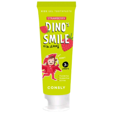 Consly Зубная паста гелевая детская c ксилитом и вкусом клубники DIno's smile 60 г — Makeup market