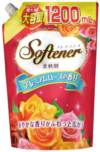 Nihon Sekken Дезодорирующий антибактериальный кондиционер-ополаскиватель Softener premium rose с богатым ароматом роз мягкая упаковка 1200 ml — Makeup market
