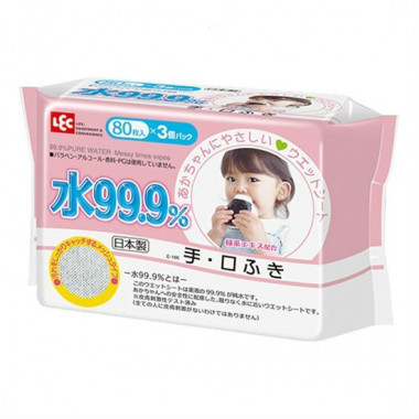 Lec Детские влажные салфетки для лица и рук розовая пачка 3 упаковки по 80 шт — Makeup market