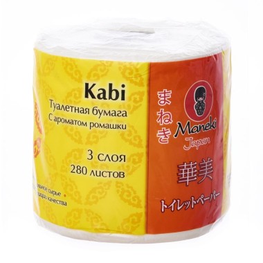 Maneki Бумага туалетная 3 слоя в индивидуальной упаковке гладкая белая Kabi с легким ароматом Ромашки — Makeup market