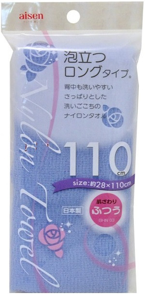 Aisen Awatatsu Массажная мочалка жесткая удлиненная голубая 28х110 см нейлон 100% — Makeup market