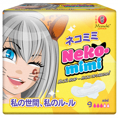 Maneki Прокладки гигиенические женские мини серия Neko-mimi 180 мм 9 шт упаковка — Makeup market