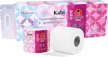 Maneki Бумага туалетная 3 слоя гладкая белая Kabi с легким ароматом Ириса 10 рулонов — Makeup market