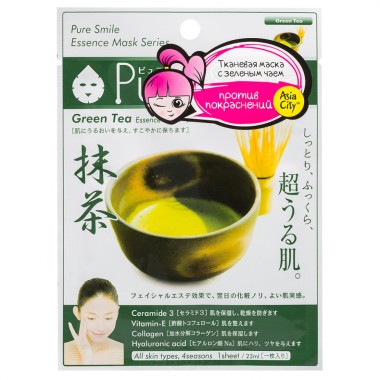 Japonica Unsmile Essence Маска тканевая для лица успокаивающая с экстрактом Зеленого чая 1 шт — Makeup market