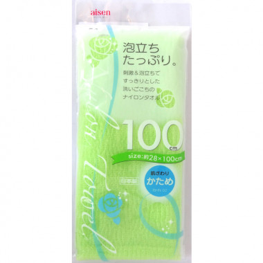 Aisen Awatatsu Массажная мочалка жесткая удлиненная зеленая BHN04 28х110 см — Makeup market