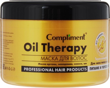 Compliment Маска для волос Oil Therapy с маслом арганы макадамии кокоса и ши для всех типов волос Питание и укрепление 500 мл — Makeup market
