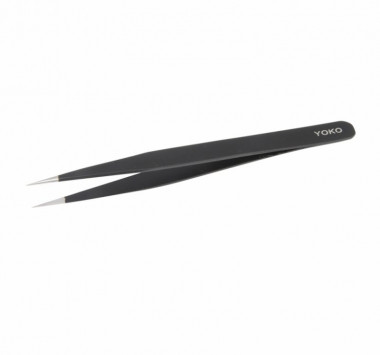 Yoko Пинцет острый прямые ручки черный Игла SP 012 — Makeup market