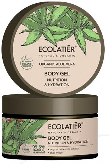 Ecolab Ecolatier Organic Farm GREEN &quot;ALOE VERA&quot; Гель для тела Питательный увлажняющий с Муцилом улитки 250 мл банка — Makeup market