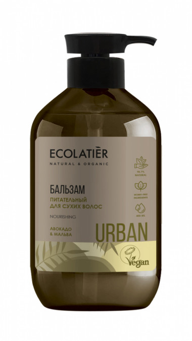 Ecolab Ecolatier Urban Бальзам для сухих волос Питательный Авокадо&amp;Мальва 400 мл с дозатором — Makeup market