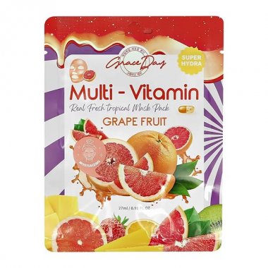 Grace Day Маска тканевая с экстрактом грейпфрута Multi-vitamin grape fruit mask pack 27 мл — Makeup market