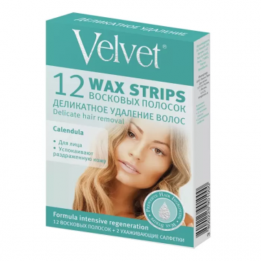 Velvet Восковые полоски для лица Деликатное удаление волос 12 шт — Makeup market
