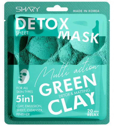 Shary Маска 5в1 эмульсия очищающая для лица Зеленая глина 25 гр — Makeup market