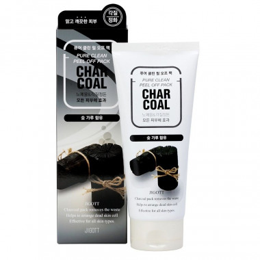 Jigott Маска-пленка очищающая с древесным углем Charcoal Pure Clean Peel Off Pack 180 мл — Makeup market