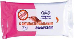 Efti's Салфетки влажные с антибактериальным эффектом универсальные мягкая упаковка 10 шт — Makeup market
