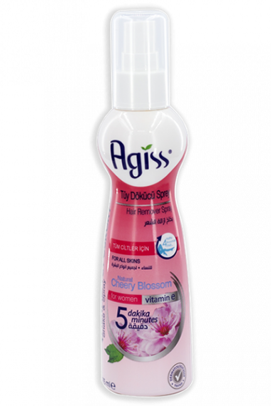Agiss Спрей для депиляции тела для всех типов кожи с натуральным экстрактом вишни и с витамином Е 175 мл розовые — Makeup market