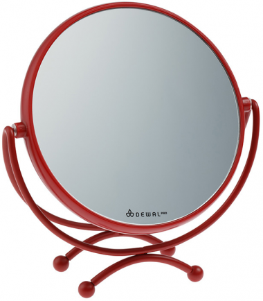 Dewal Зеркало пластик металл красная оправа 18,5х19 см — Makeup market