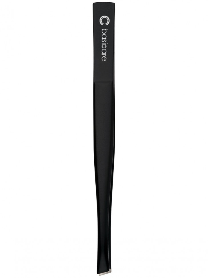 Basicare Пинцет черный матовый со скошенными кончиками 8,5см фото 1 — Makeup market