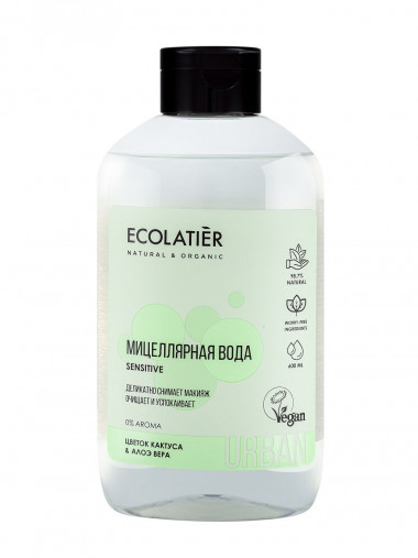 Ecolab Ecolatier Urban Вода мицеллярная для снятия макияжа для чувствительной кожи Алоэ Вера&amp;Цветок кактуса 600 мл — Makeup market