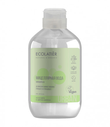 Ecolab Ecolatier Urban Вода мицеллярная для снятия макияжа для чувствительной кожи Алоэ Вера&amp;Цветок кактуса 400 мл — Makeup market