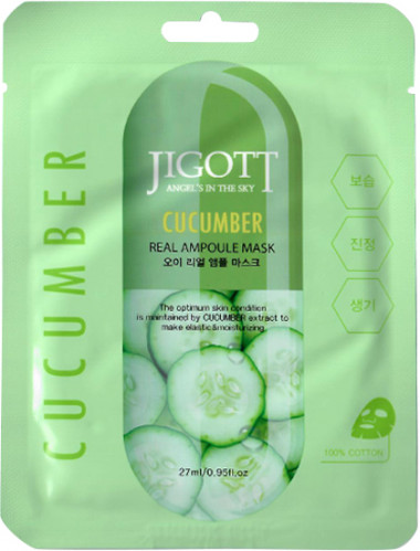 Jigott Cucumber Real Ampoule Mask Тканевая маска с экстрактом огурца 1 шт — Makeup market