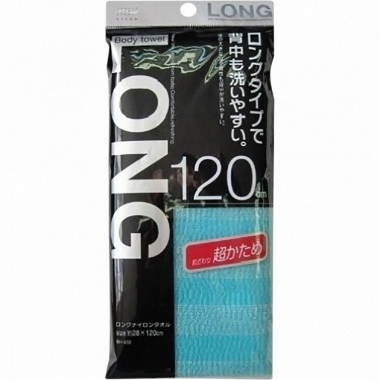Aisen Long Массажная мочалка сверхжесткая удлиненная синяя в полоску BH432 28x120 см — Makeup market