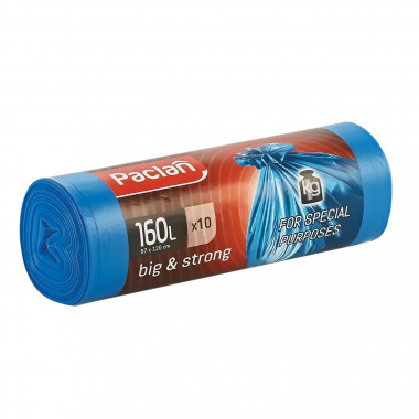 Paclan Пакеты для мусора Big &amp; Strong 160 л 120х87 см  10 шт ПВД синие — Makeup market