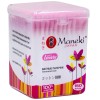 Maneki Палочки ватные гигиенические с розовым бумажным стиком в пластиковой коробке 150 шт фото 1 — Makeup market