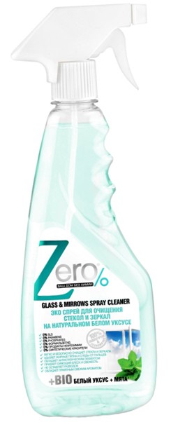Zero Спрей для очищения стекол и зеркал на натуральном белом уксусе мята 420 мл — Makeup market