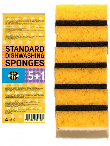 Meule Standart Sponge for washing dishes Губки для мытья посуды 5 +1 шт — Makeup market