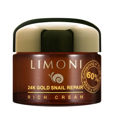 Limoni 24K Gold Snail repair rich cream Крем для лица с золотом и экстрактом слизи улитки 50 мл — Makeup market