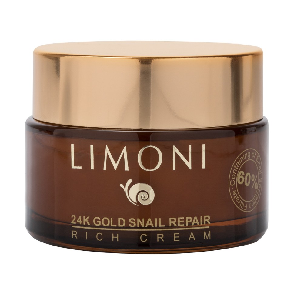 Limoni 24K Gold Snail repair rich cream Крем для лица с золотом и экстрактом слизи улитки 50 мл фото 1 — Makeup market