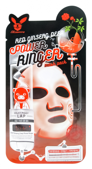 Elizavecca Тканевая маска для лица с красным женьшенем Red Ginseng Deep Power Ringer Mask 23 мл — Makeup market