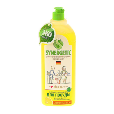 Synergetic Гель для мытья посуды биоразлагаемый Лимон 500 гр с дозатором — Makeup market
