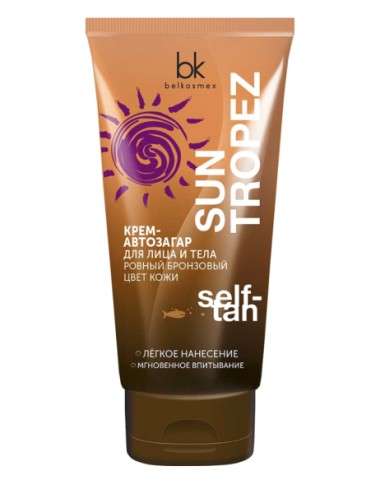 Belkosmex SUN TROPEZ Крем-автозагар для лица и тела ровный бронзовый цвет кожи, 150г — Makeup market