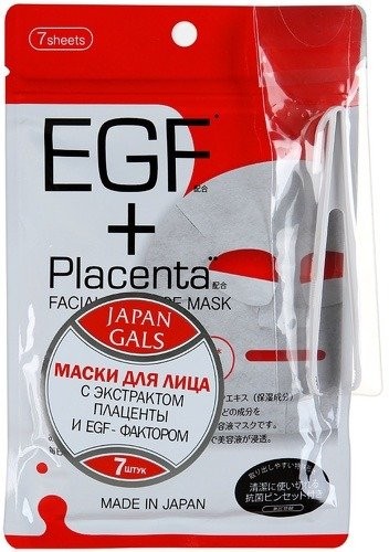 JAPONICA JAPAN GALS Маски для лица с плацентой и EGF фактором Facial Essential  7 шт — Makeup market