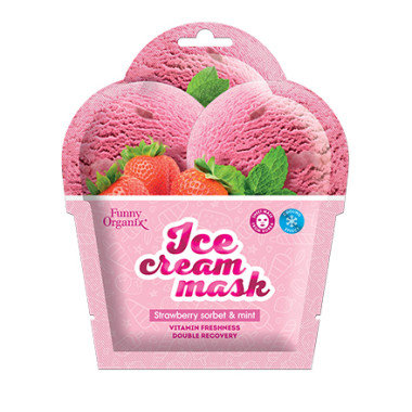 Funny Organix Маска-Мороженое охлаждающая для лица Strawberry Sorbet&amp;Mint Морозная свежесть 22гр — Makeup market