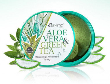 Esthetic House Патчи гидрогелевые алоэ и зеленый чай Aloe vera&amp;green tea hydrogel eye patch 60 шт — Makeup market