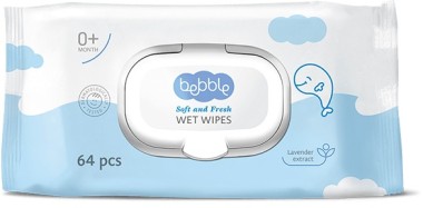 Bebble Салфетки влажные Wet Wipes 64 шт с клипом-крышкой — Makeup market