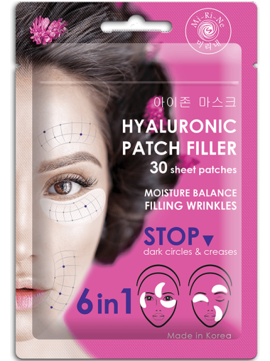 Mi-Ri-Ne ПАТЧИ-филлеры 6в1 тканевые увлажняющие Гиалуроновые вокруг ГЛАЗ,межбровных и носогубных складок 30шт — Makeup market