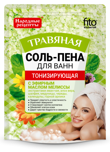 Фитокосметик Народные рецепты Соль-пена для ванн Тонизирующая Травяная 200 г — Makeup market