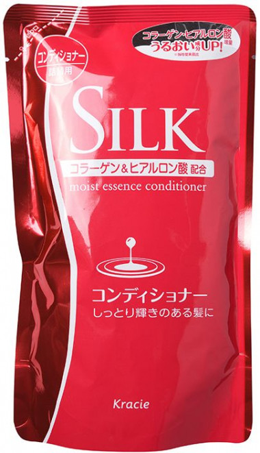 Kracie Silk Бальзам-ополаскиватель увлажняющий для волос с природным коллагеном 350 мл сменная упаковка — Makeup market