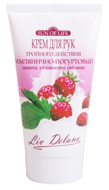 Liv Delano Sun Of Life Крем для рук и ногтей Землянично-йогуртовый защита увлажнение питание 150 мл — Makeup market