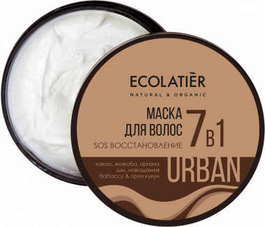 Ecolab Ecolatier Urban Маска для волос SOS Восстановление 7в1 Какао&amp;Жожоба 380 мл банка — Makeup market