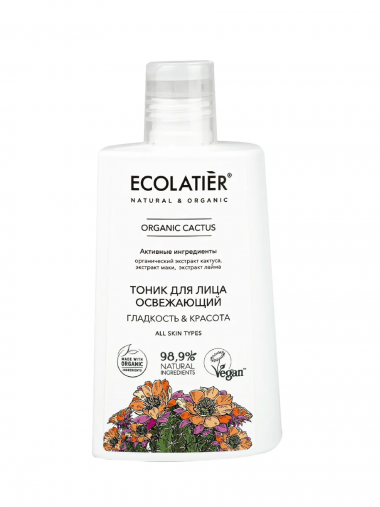 Ecolatier Organic Farm Green Cactus Flower для лица Тоник освежающий Гладкость Красота 250 мл — Makeup market