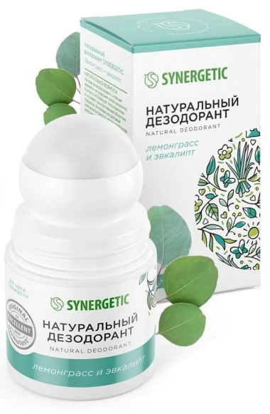 Synergetic Дезодорант-ролик натуральный лемонграсс и эвкалипт 50 мл — Makeup market
