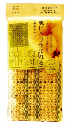 Aisen Kougyou Natural Body Towel Полотенце для мытья тела из пеньки и хлопка средней жесткости 26*100 см — Makeup market