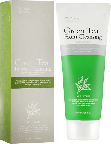 3W Clinic Пенка для лица с экстрактом зелёного чая Green tea foam cleansing 100 мл — Makeup market