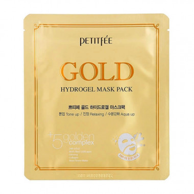 Petitfee Маска для лица с золотом Gold hydrogel mask pack 32 г 5 шт упаковка — Makeup market