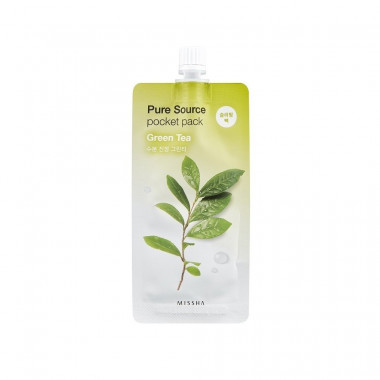 Missha компактная маска для лица с зеленым чаем Pure Source Pocket Pack green tea 10 мл — Makeup market