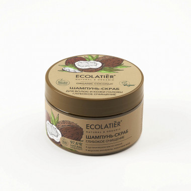 Ecolab Ecolatier Organic Farm GREEN &quot;COCONUT Oil&quot; Шампунь-скраб для волос и кожи головы Глубокое очищение 300гр — Makeup market
